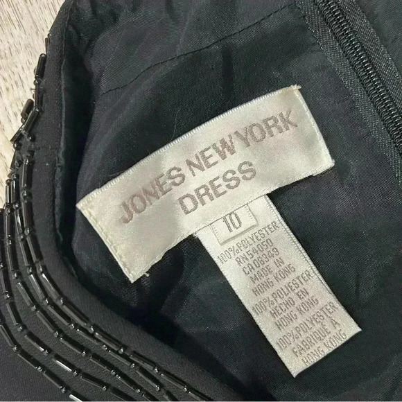 Vintage Jones New York Layered Formal Dress Sleeveless Beaded Maxi Black Size 10 - Picture 2 of 6